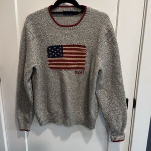 Polo Ralph Lauren Iconic Flag Sweater Grey Size Large EUC